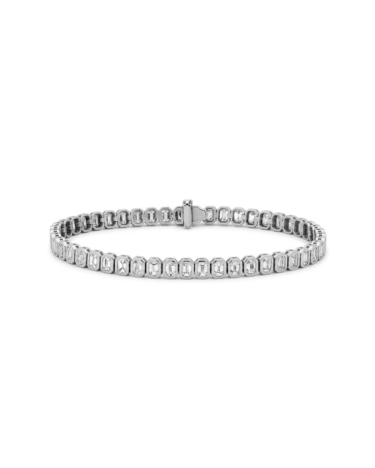 Emerald Cut Bezel Set Tennis Bracelet