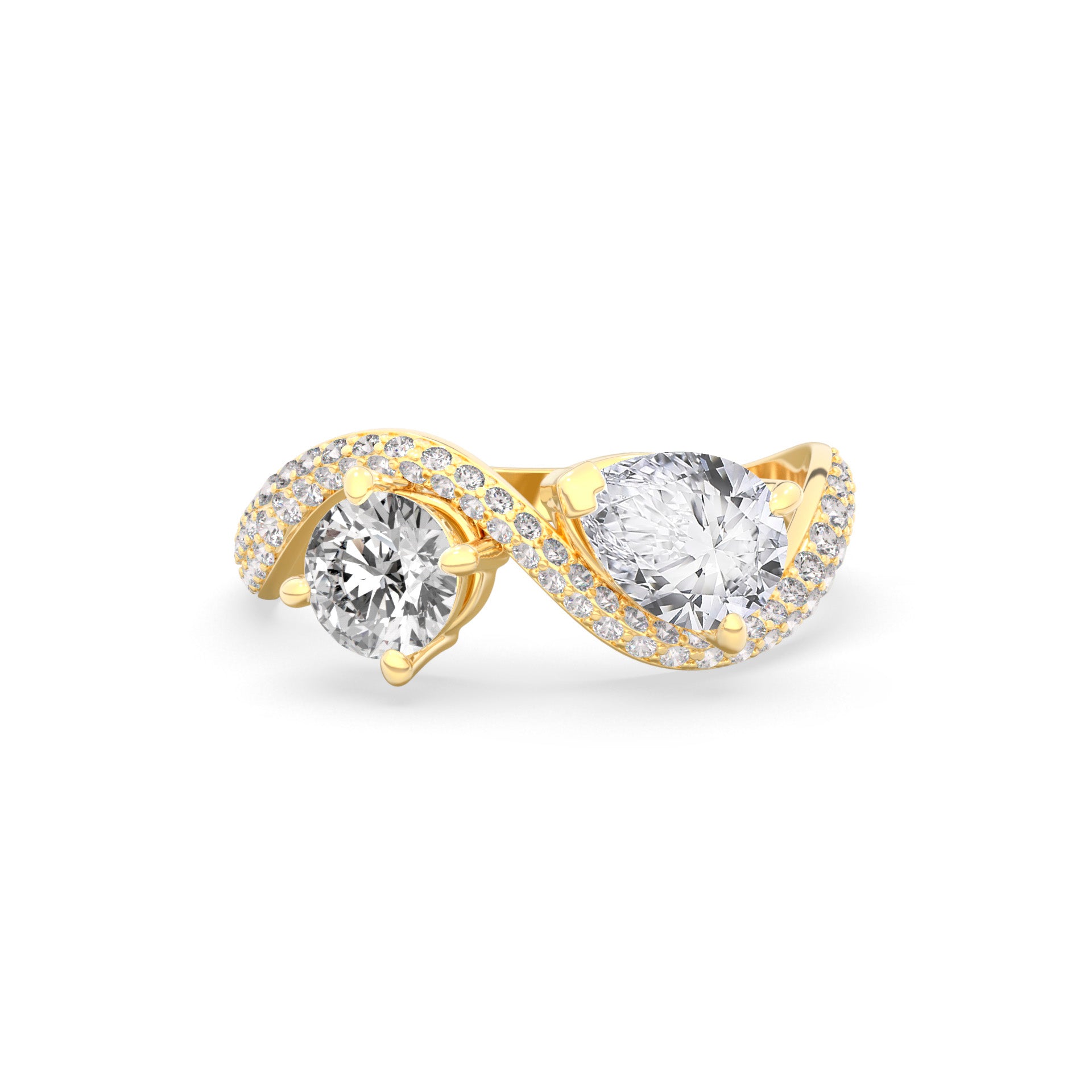 Rosa Two Stone Ring Pavé