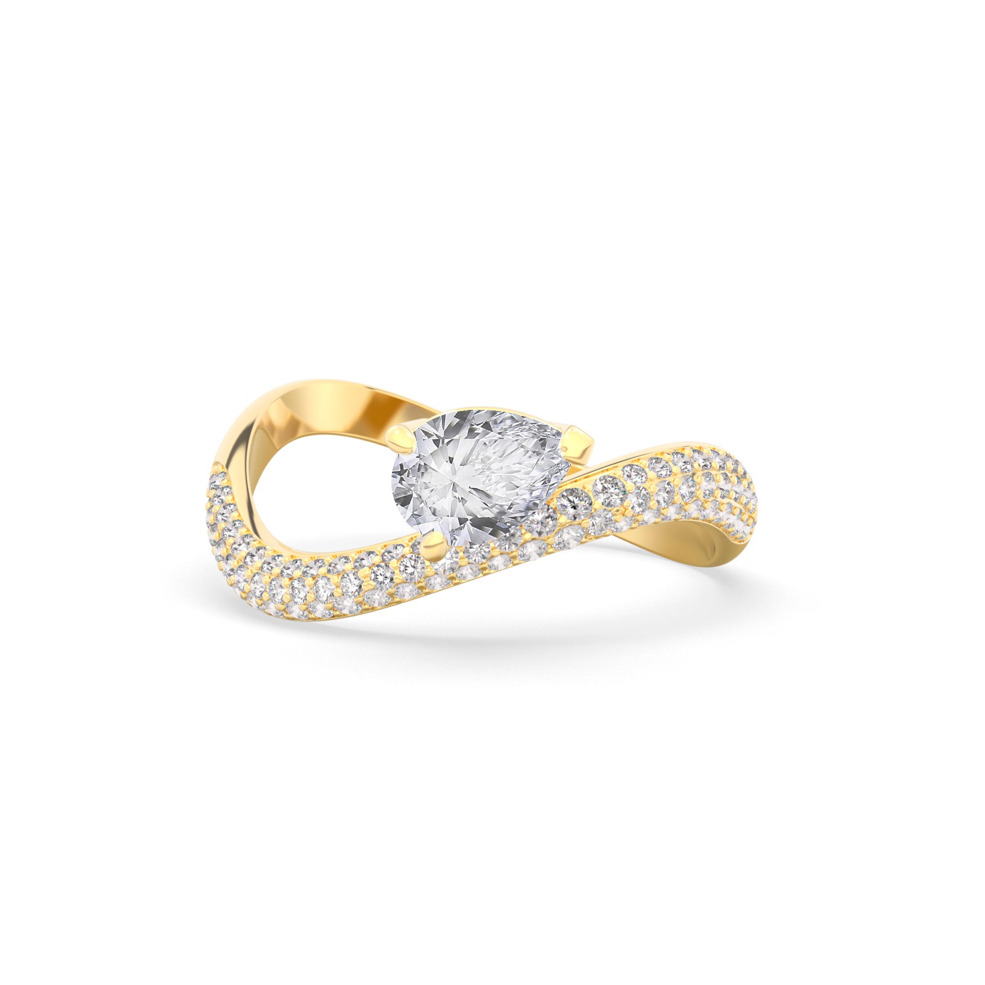 Rosa Pear Ring Pavé