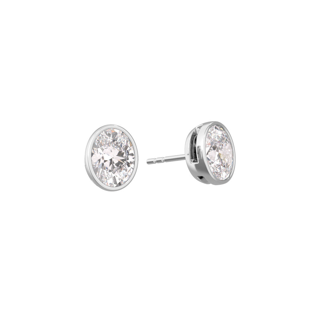 Oval Bezel Set Studs - Arter Jewelry