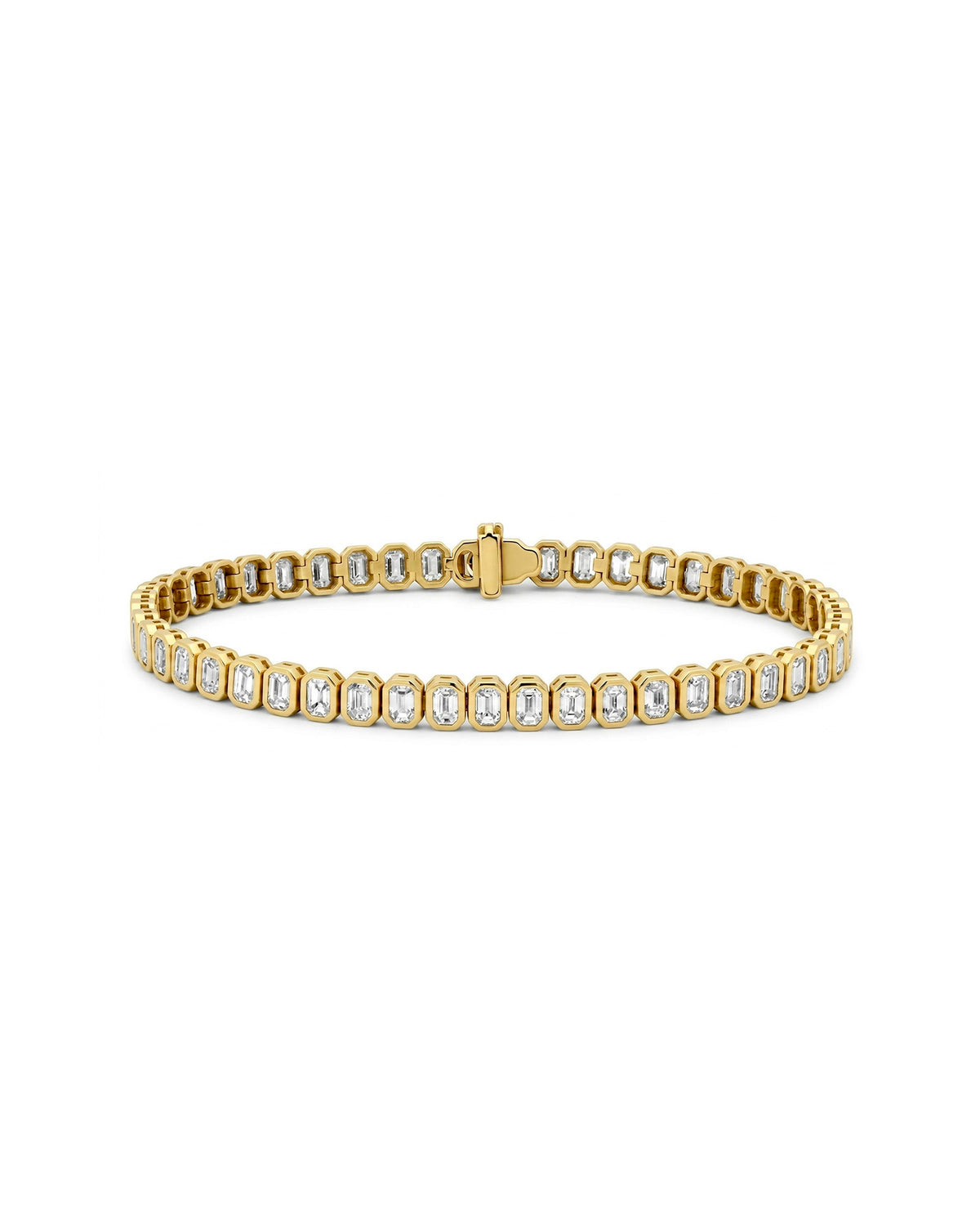 Emerald Cut Bezel Set Tennis Bracelet
