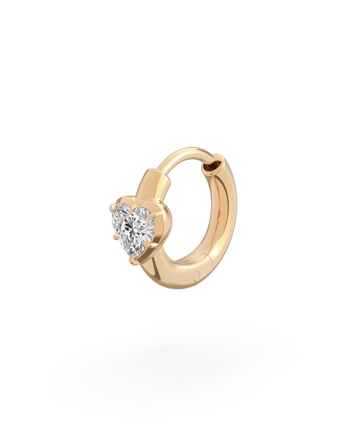 Single Heart Diamond Huggie in rose gold