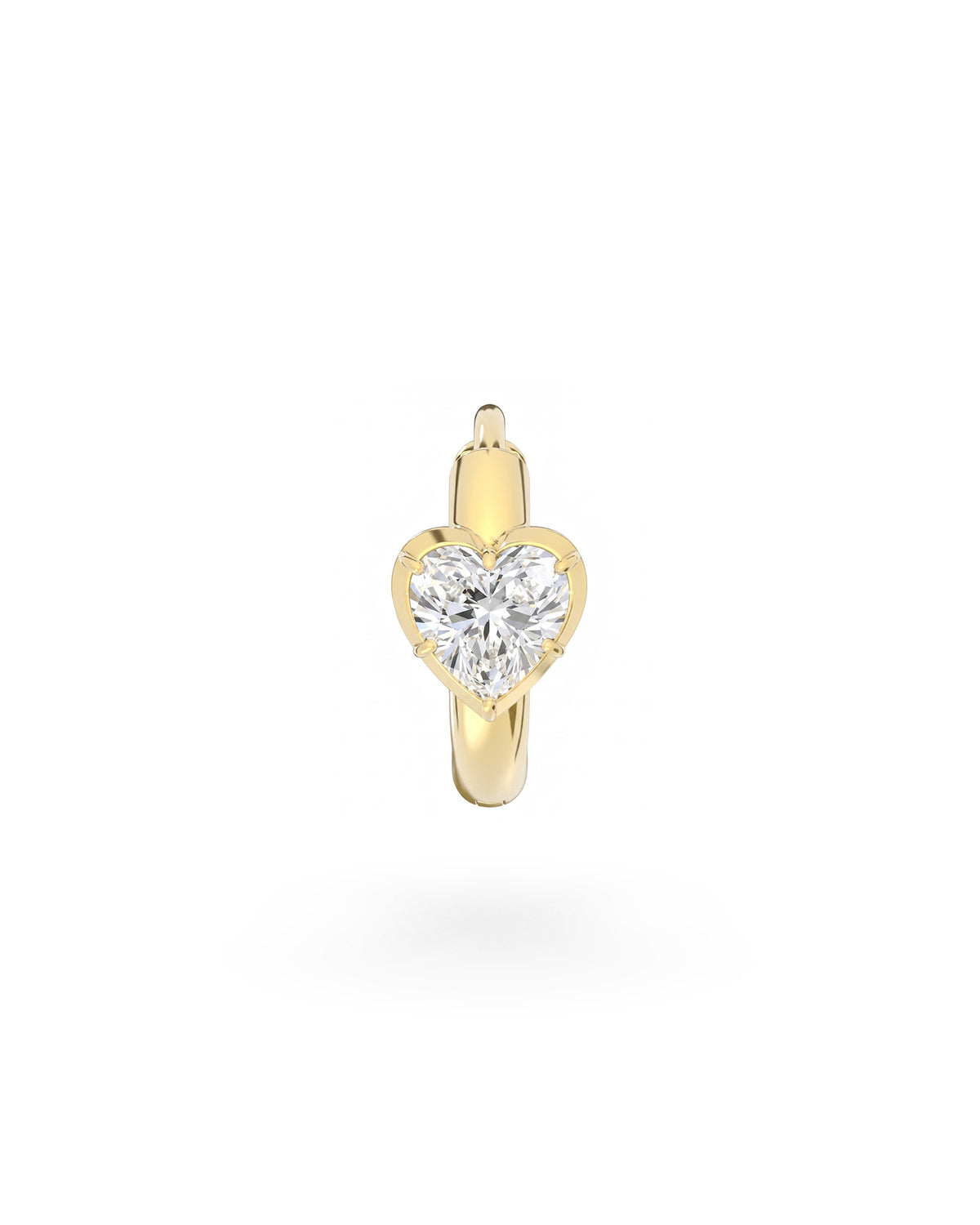 Single Heart Diamond Huggie in yellow gold