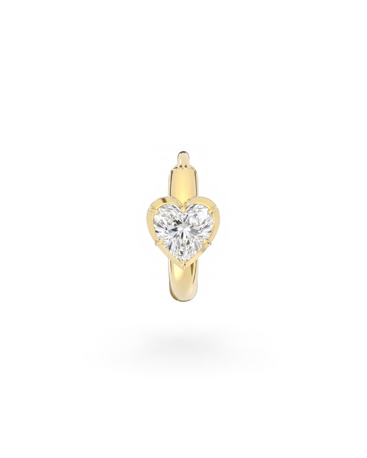 Single Heart Diamond Huggie in yellow gold