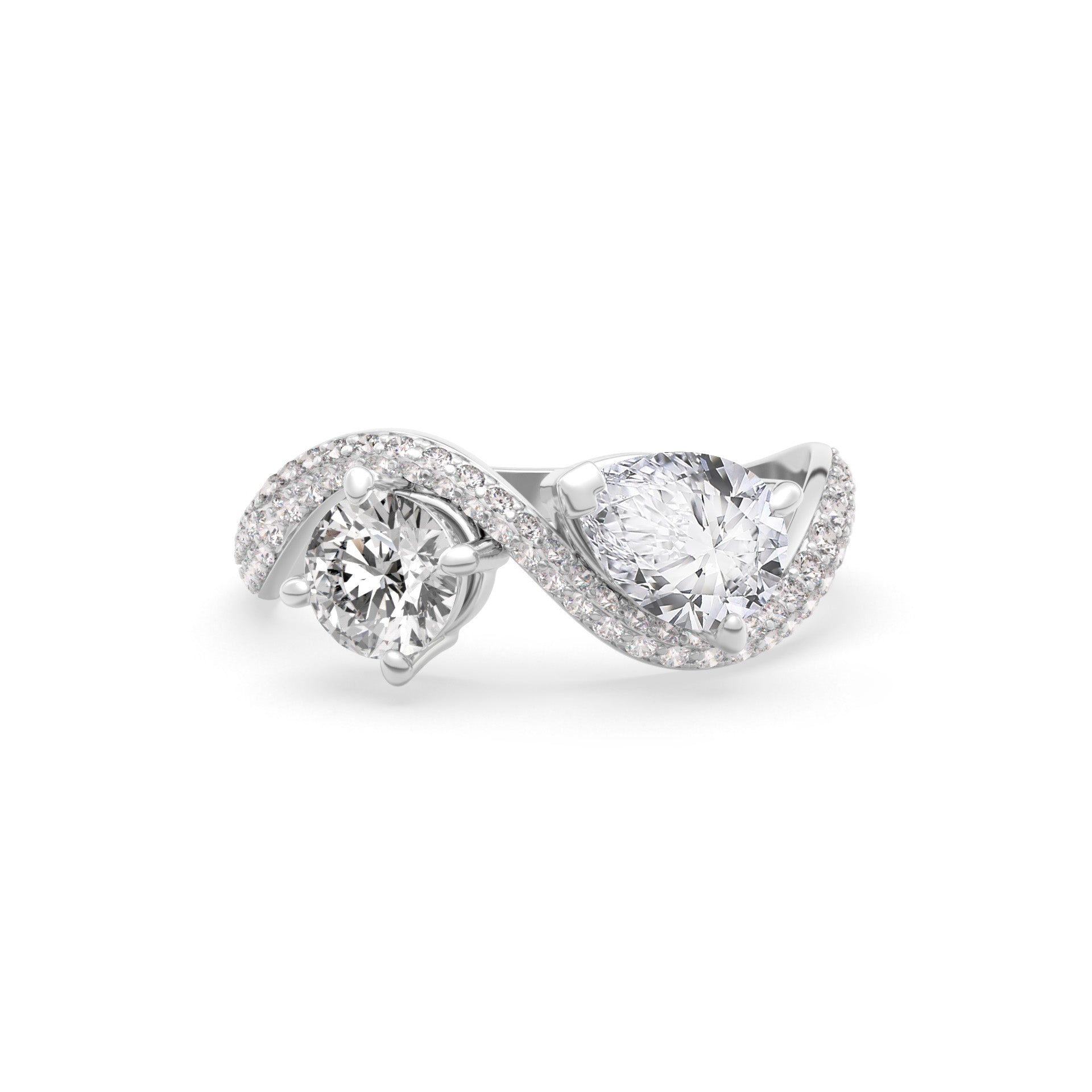 Rosa Two Stone Ring Pavé