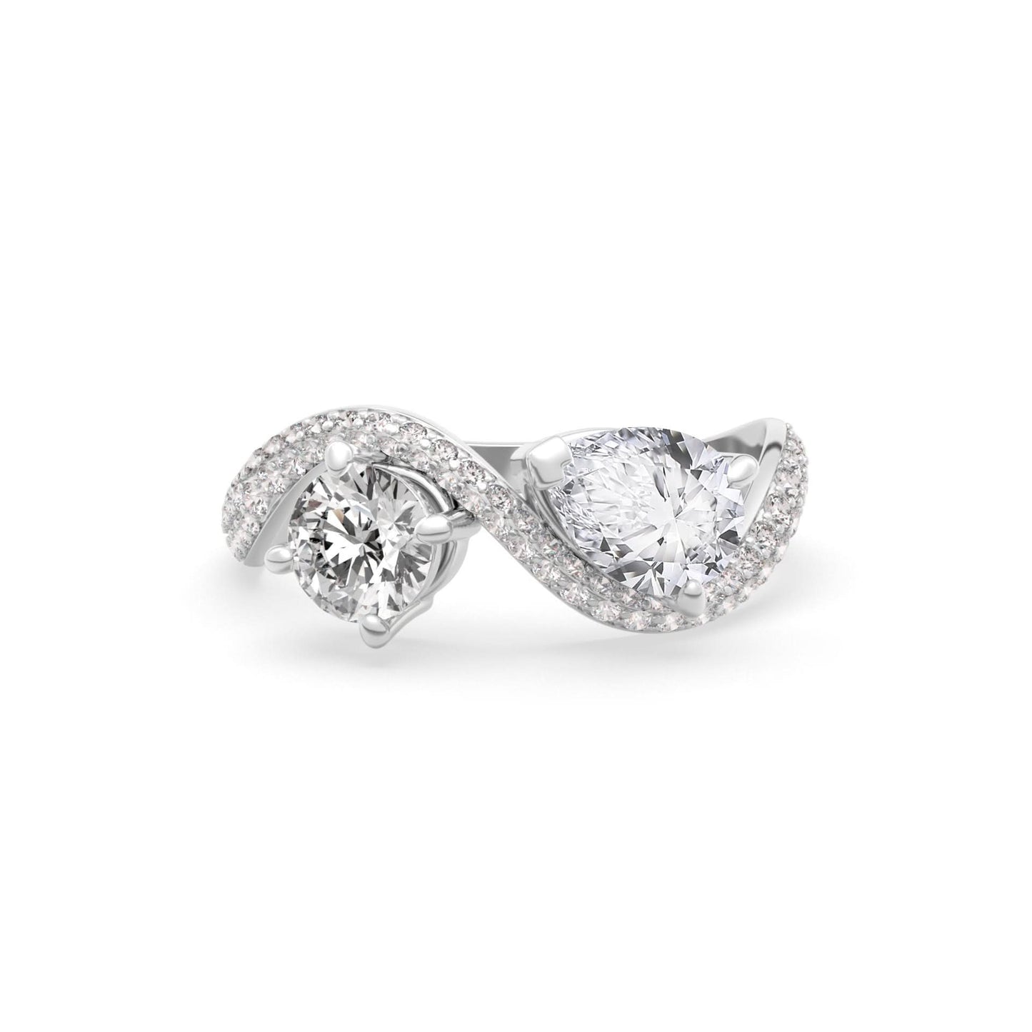 Rosa Two Stone Ring Pavé - Arter Jewelry