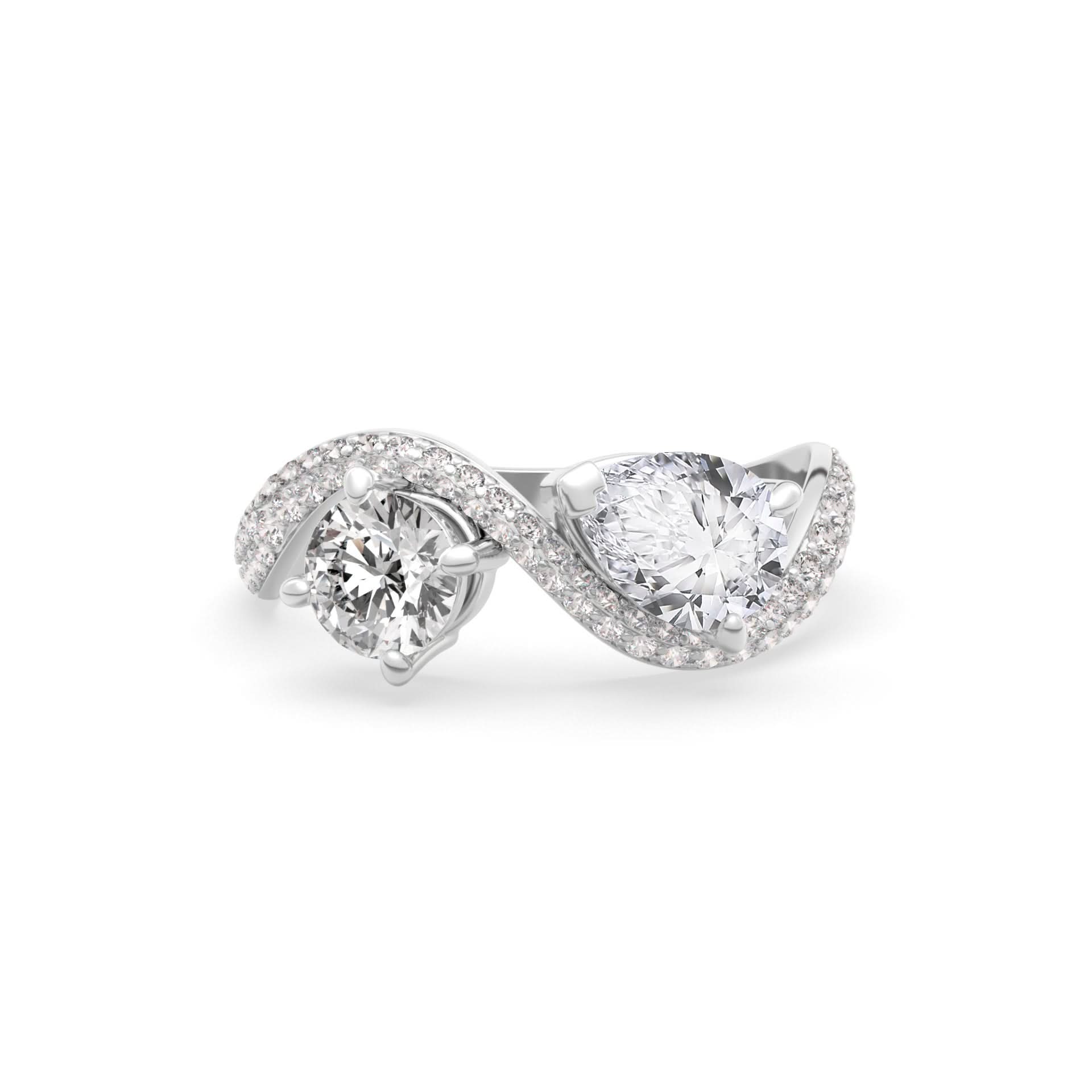 Rosa Two Stone Ring Pavé - Arter Jewelry