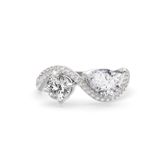 Rosa Two Stone Ring Pavé - Arter Jewelry
