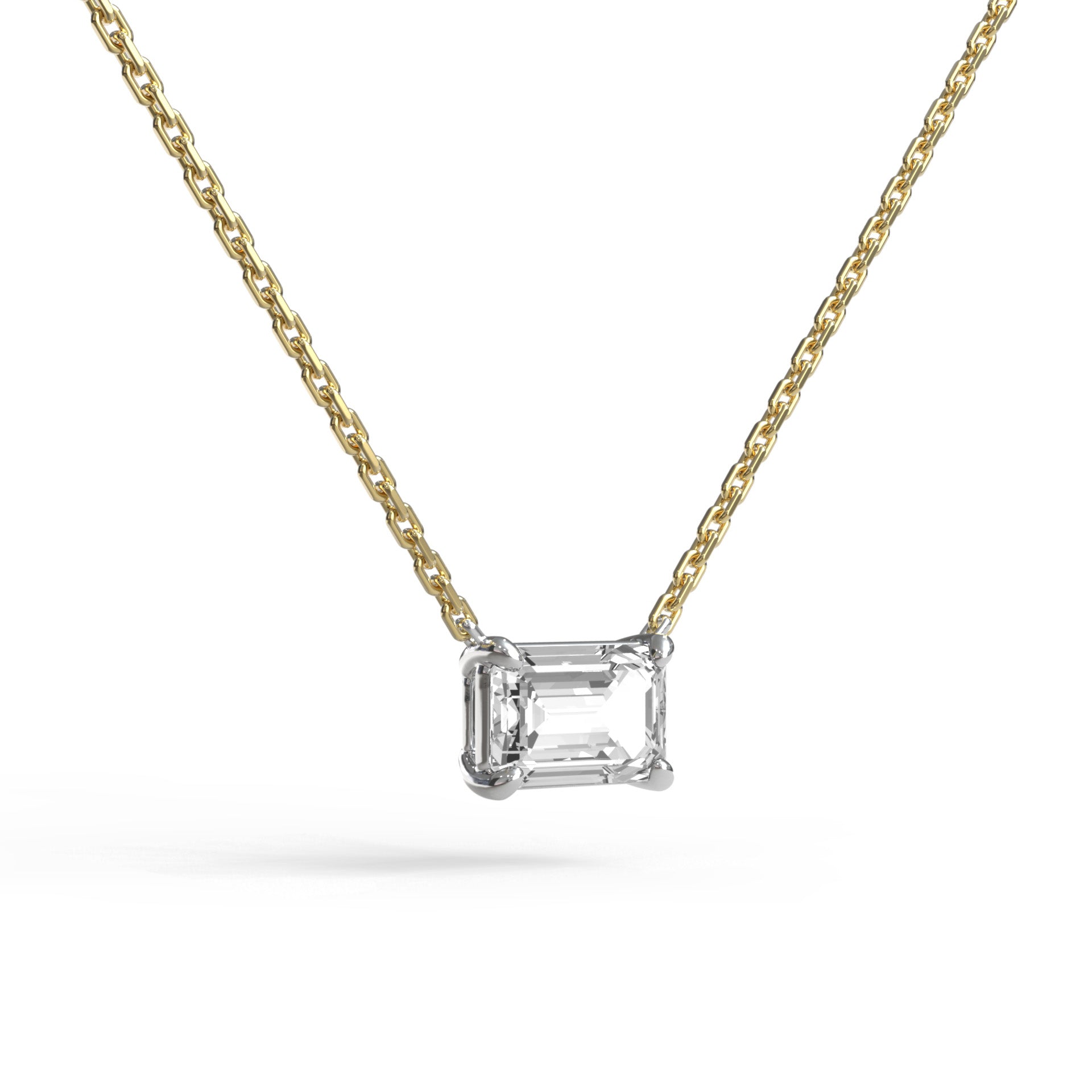 Single Emerald Cut Necklace