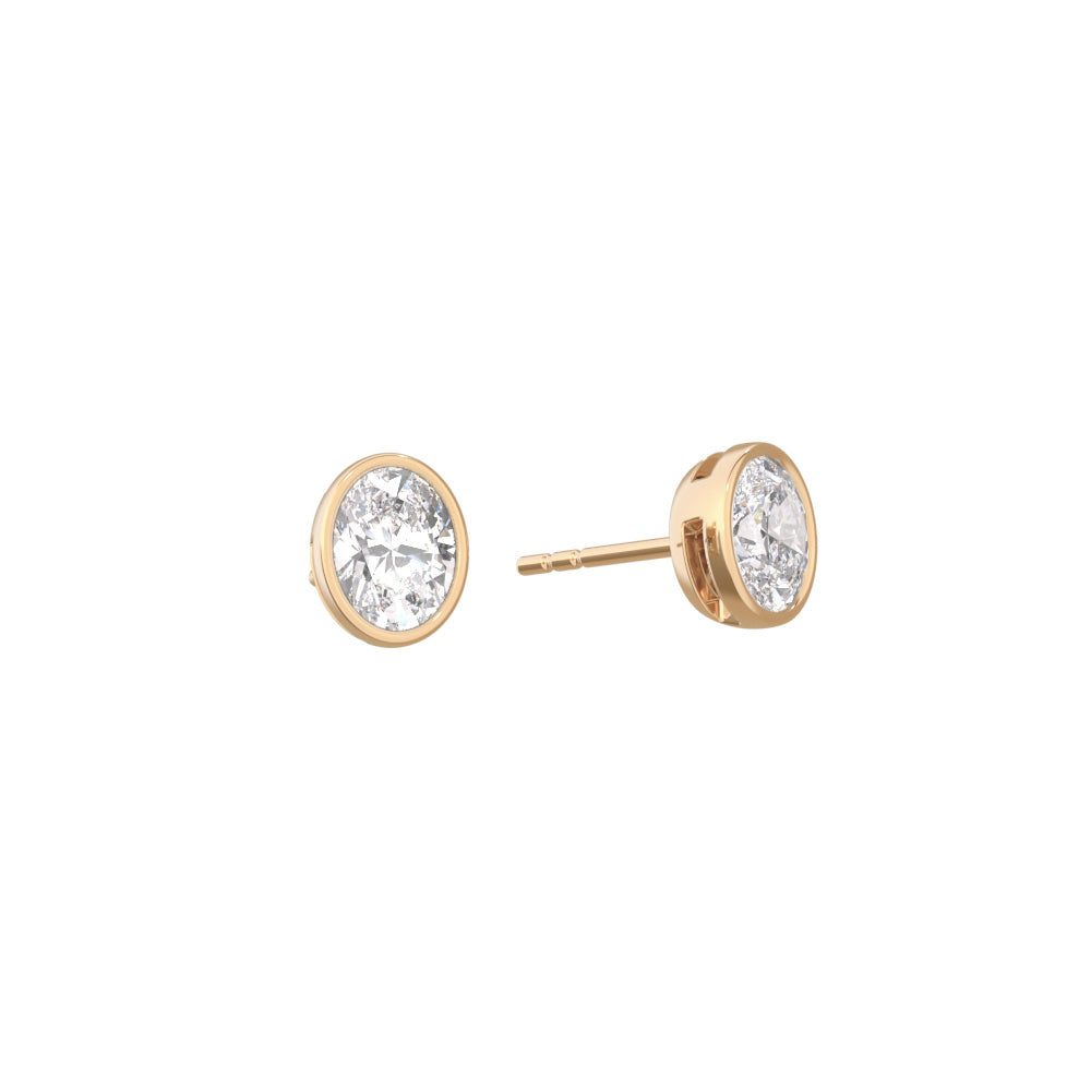 Oval Bezel Set Studs - Arter Jewelry
