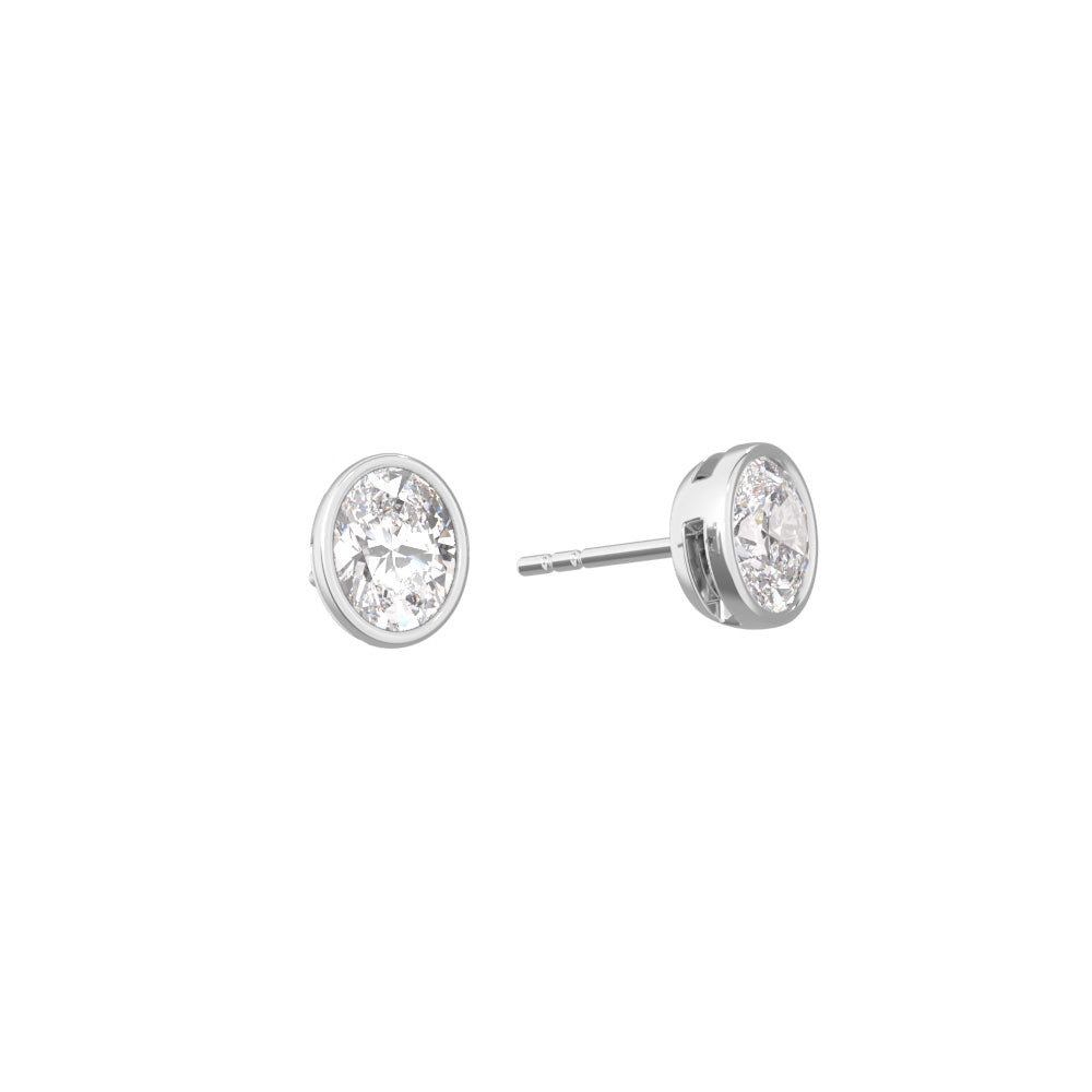 Oval Bezel Set Studs - Arter Jewelry