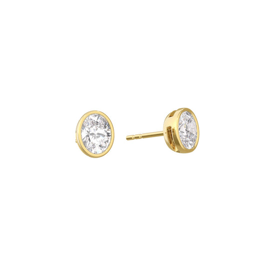 Oval Bezel Set Studs - Arter Jewelry