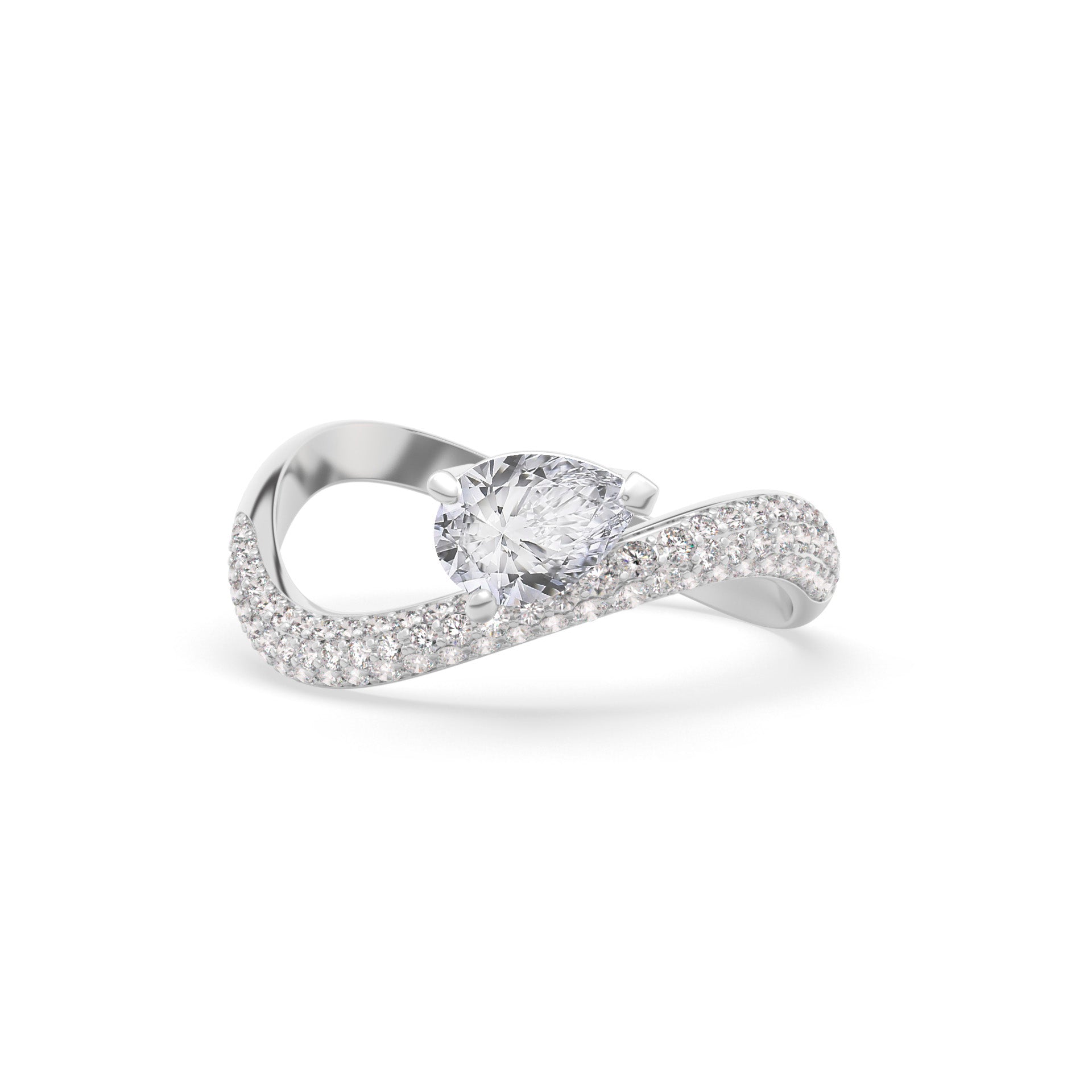 Rosa Pear Ring Pavé
