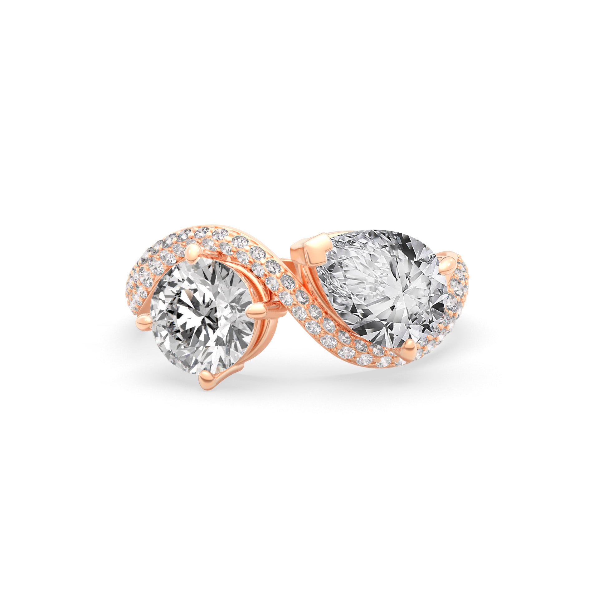 Rosa Two Stone Ring Pavé