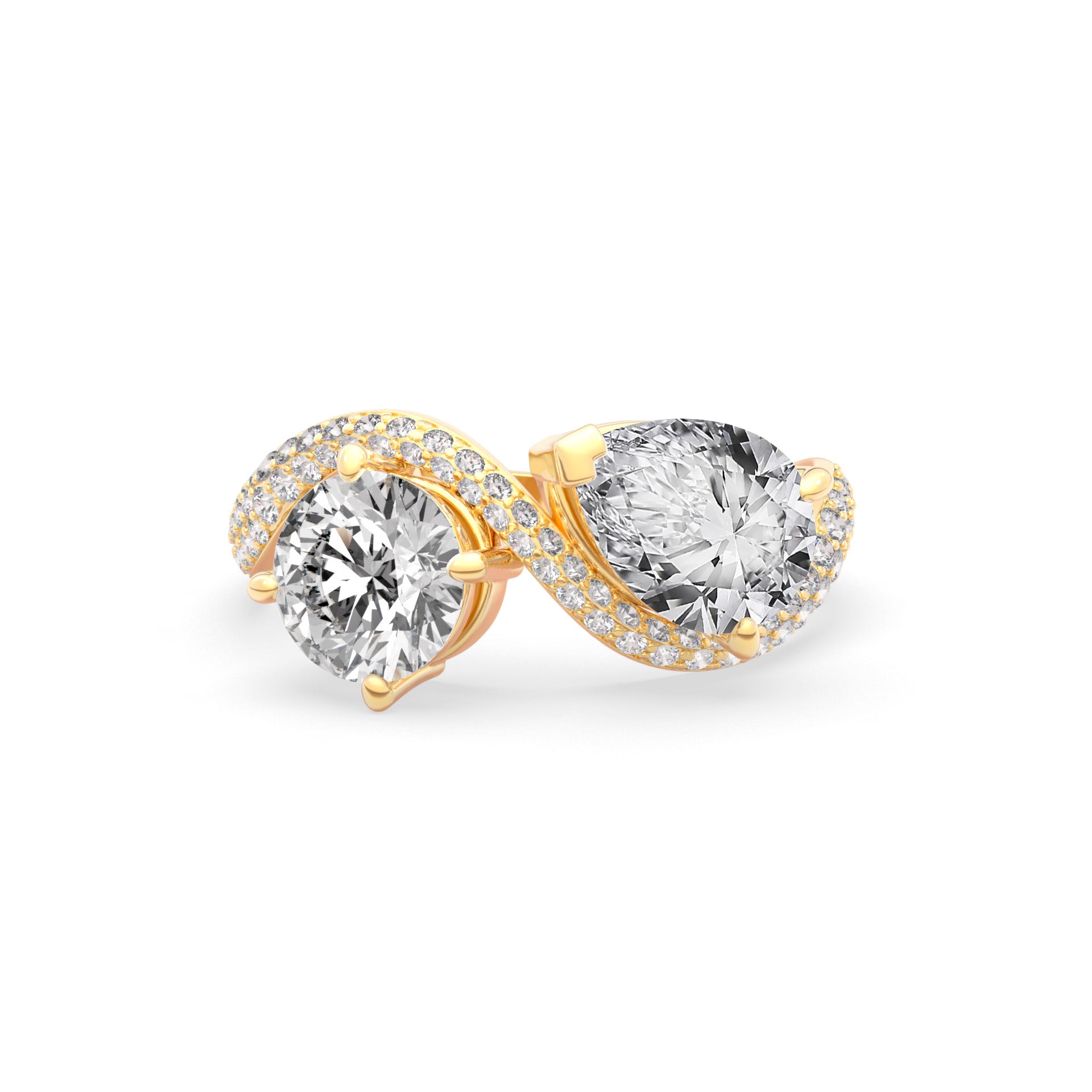 Rosa Two Stone Ring Pavé