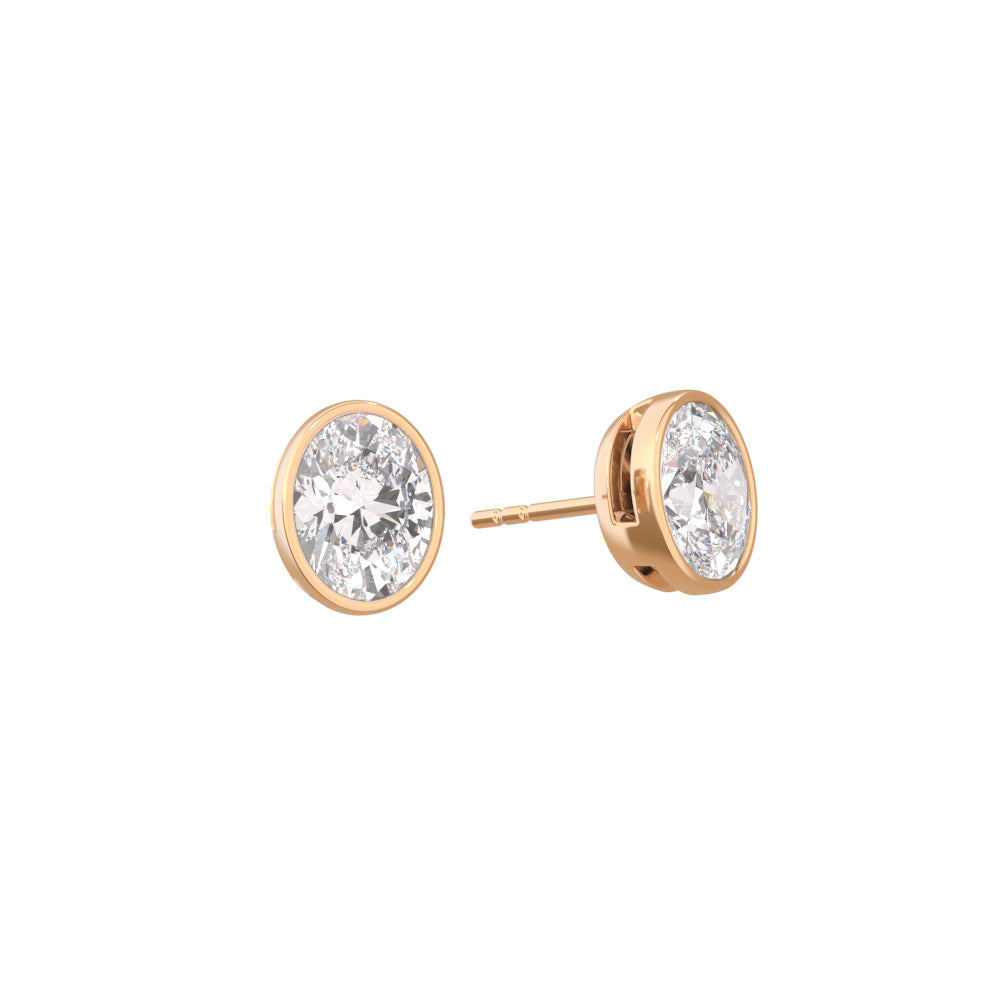 Oval Bezel Set Studs - Arter Jewelry