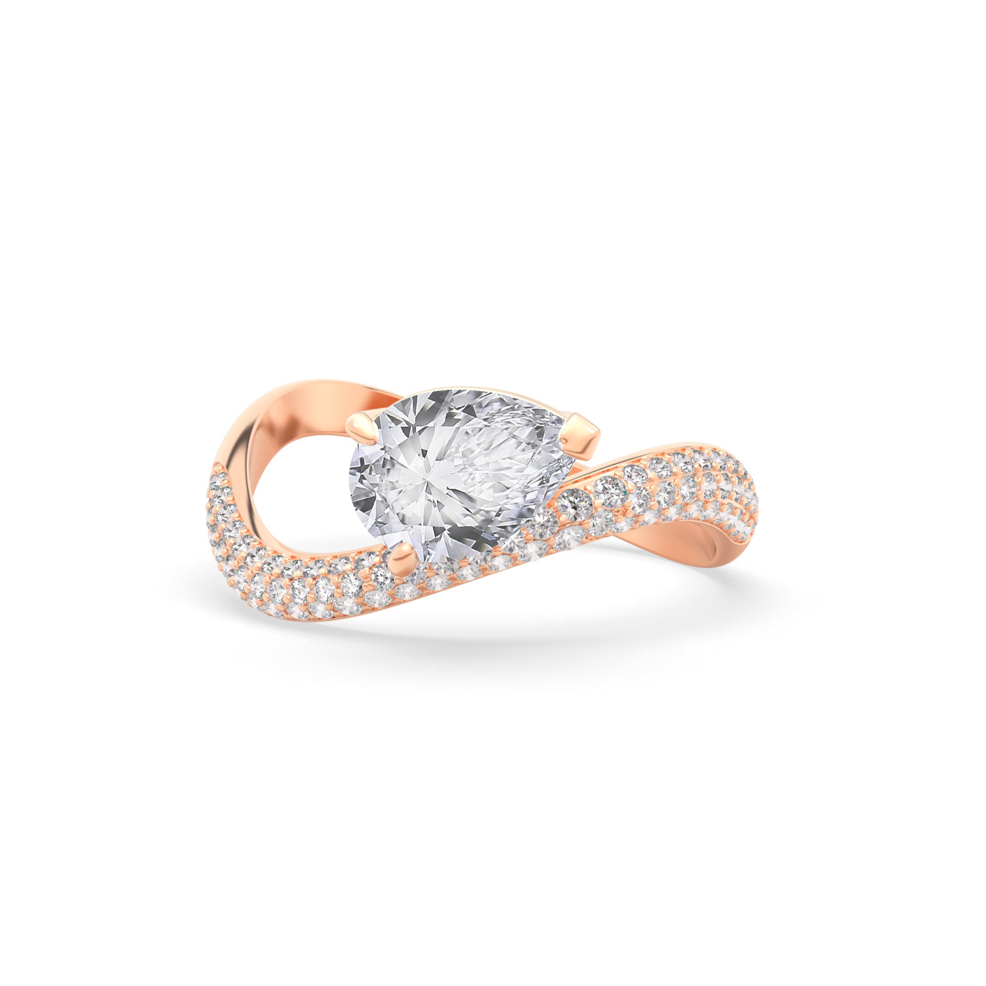 Rosa Pear Ring Pavé