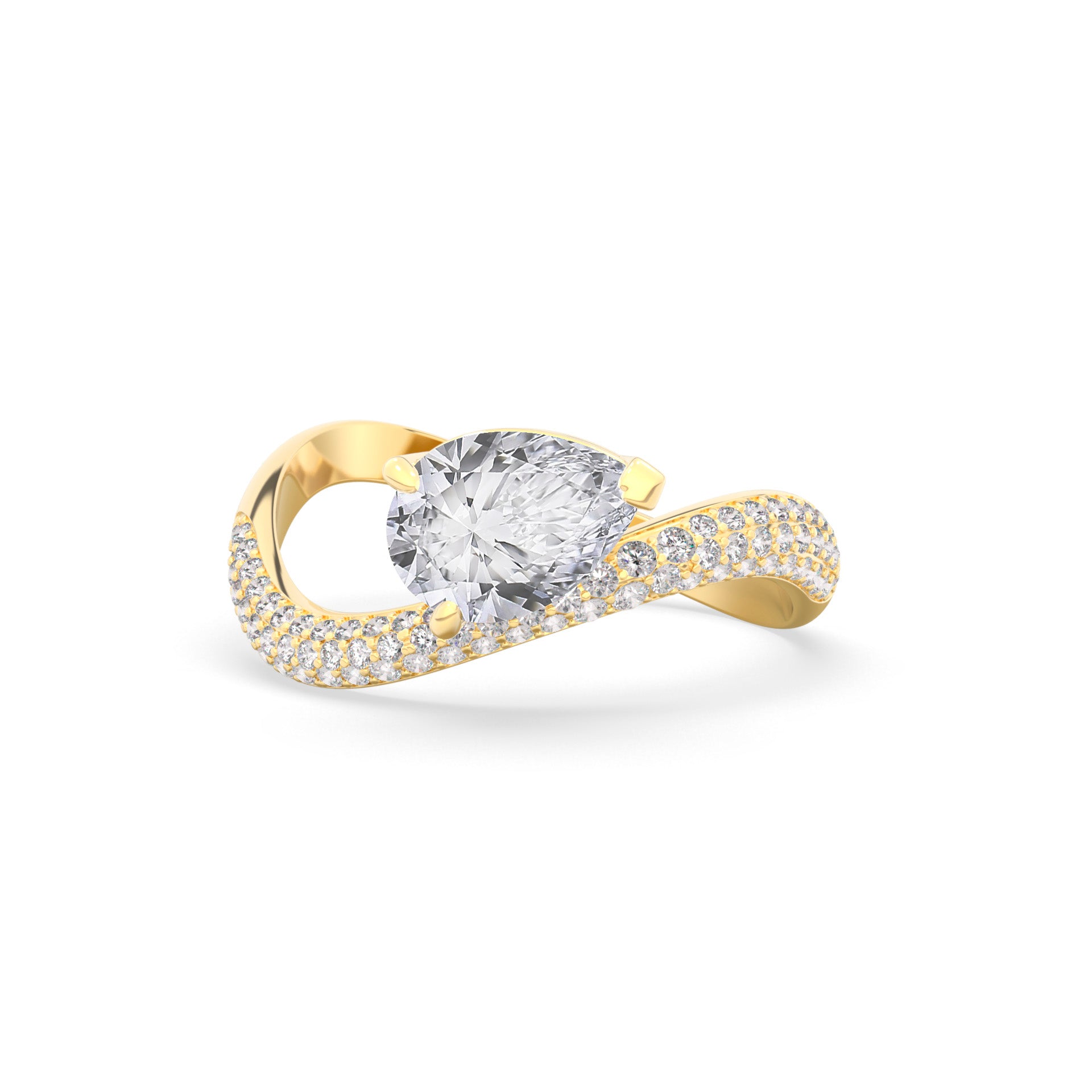 Rosa Pear Ring Pavé