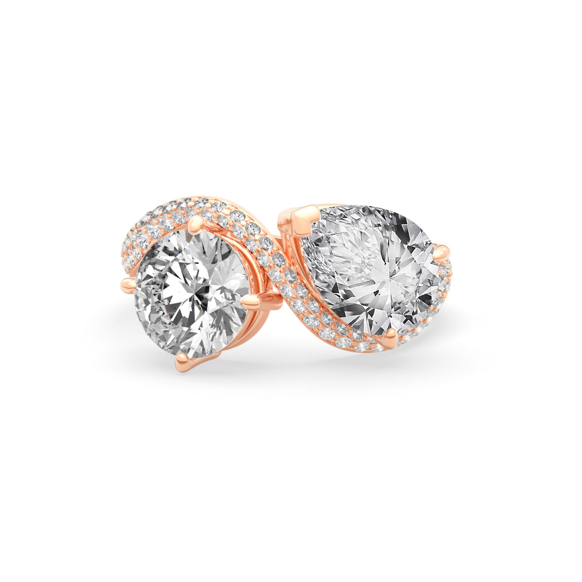 Rosa Two Stone Ring Pavé