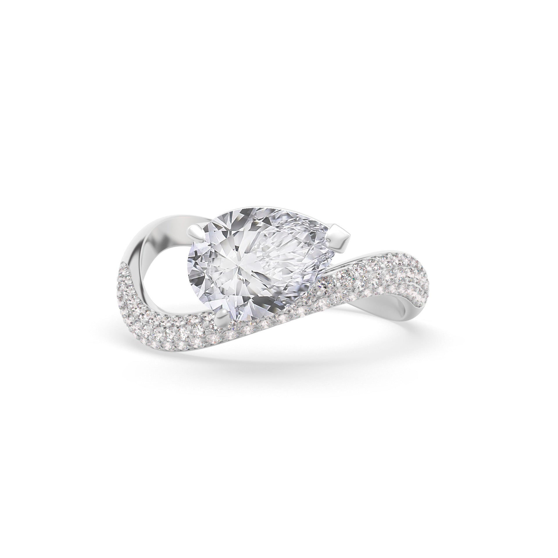 Rosa Pear Ring Pavé
