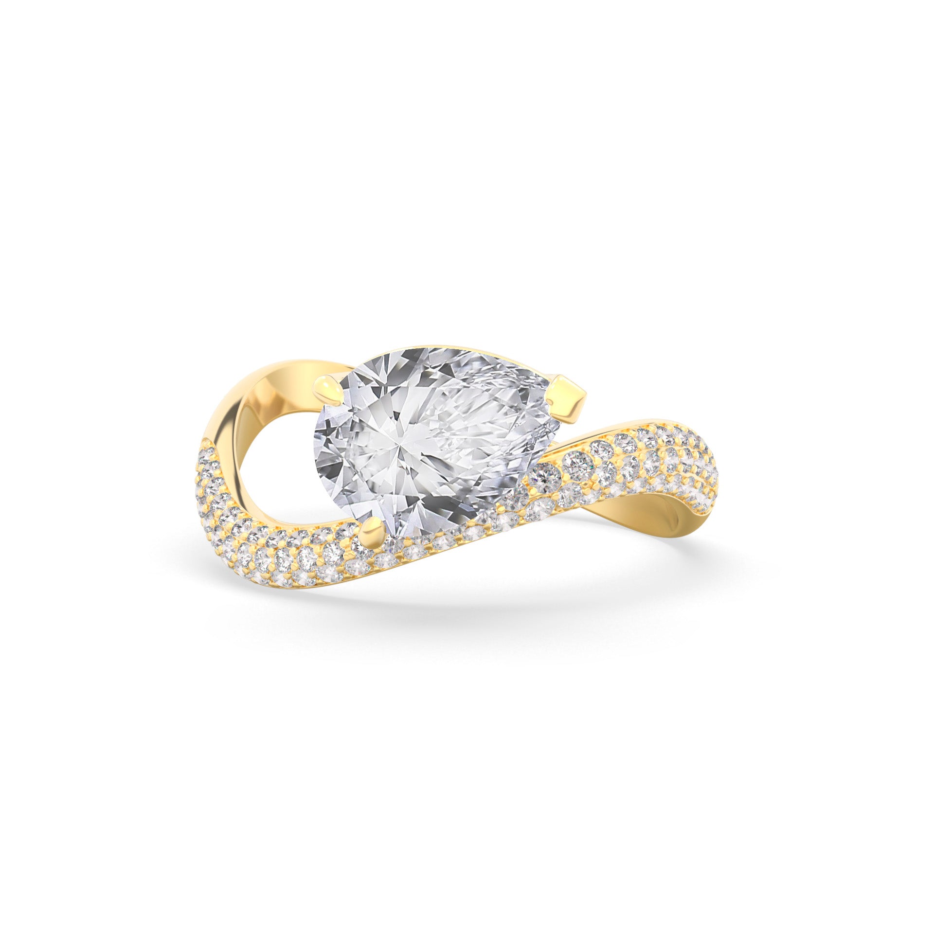 Rosa Pear Ring Pavé