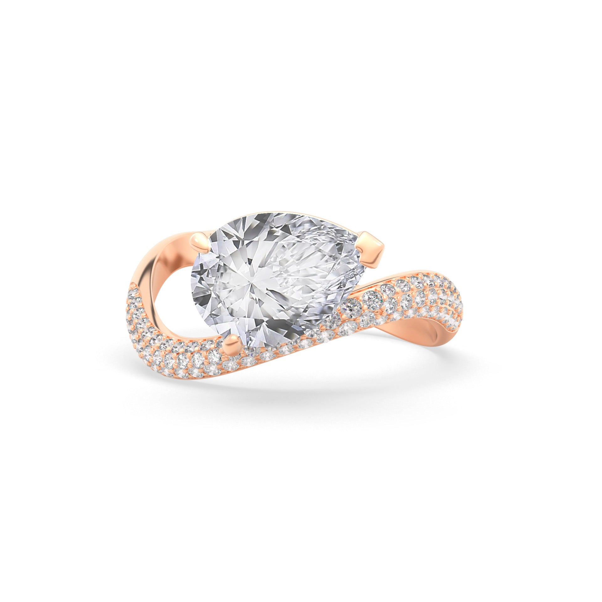 Rosa Pear Ring Pavé
