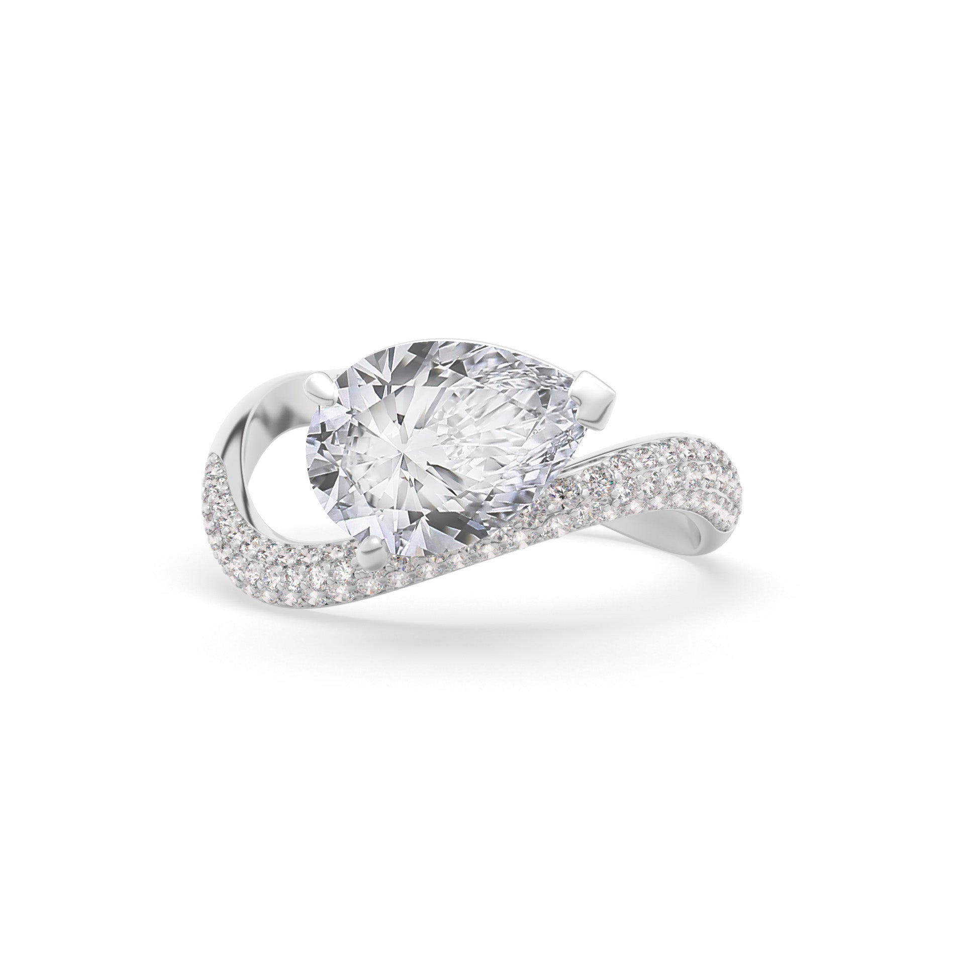 Rosa Pear Ring Pavé