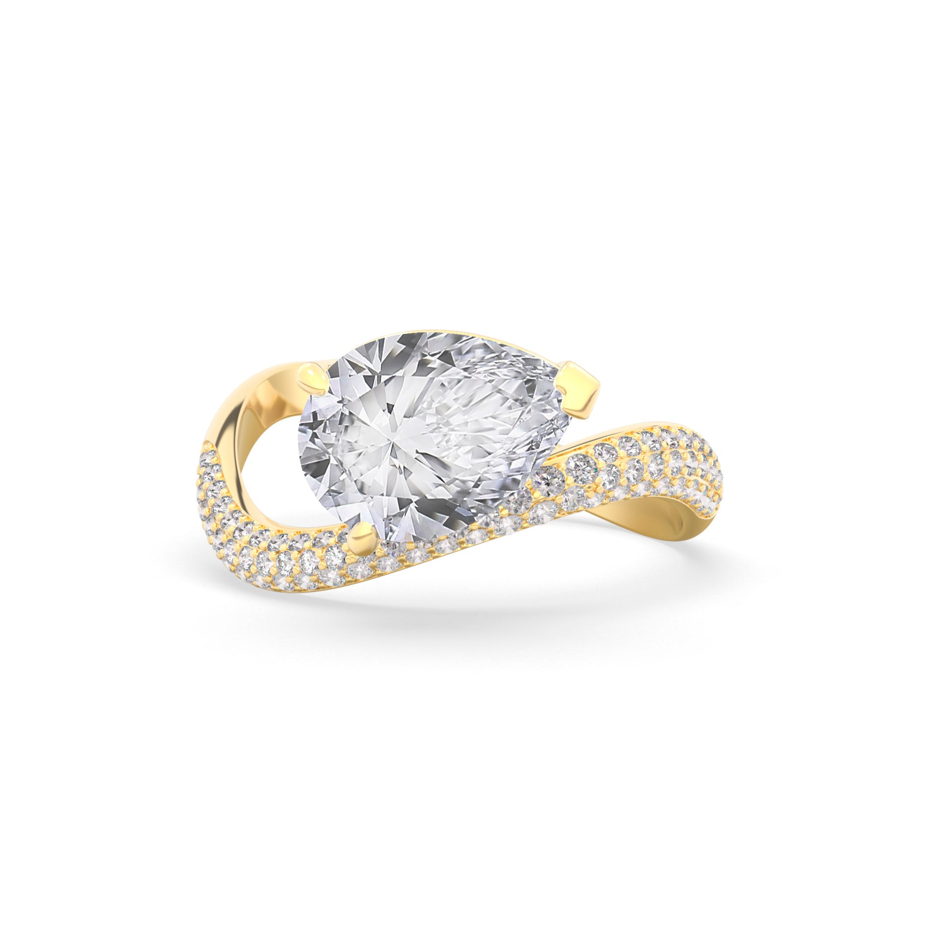 Rosa Pear Ring Pavé