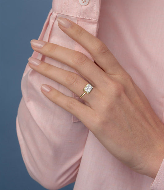 Button Back Ring Emerald Cut - Arter Jewelry