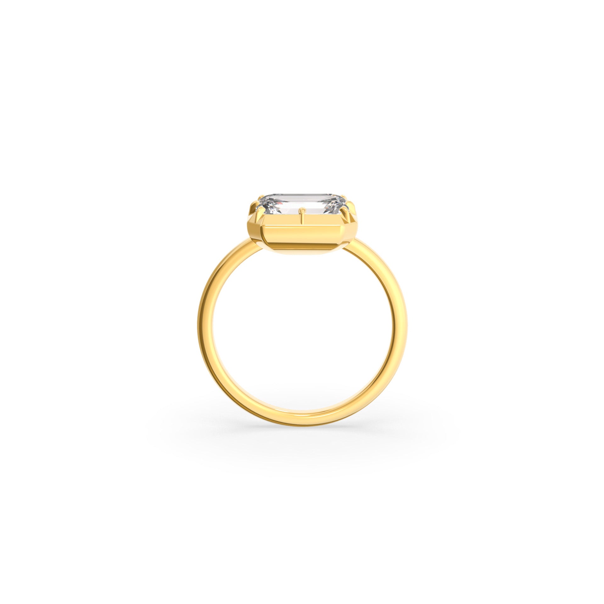 Button Back Ring Emerald Cut