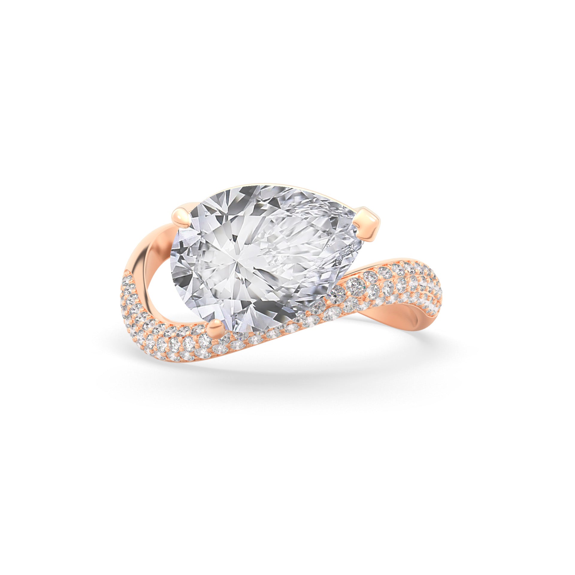 Rosa Pear Ring Pavé