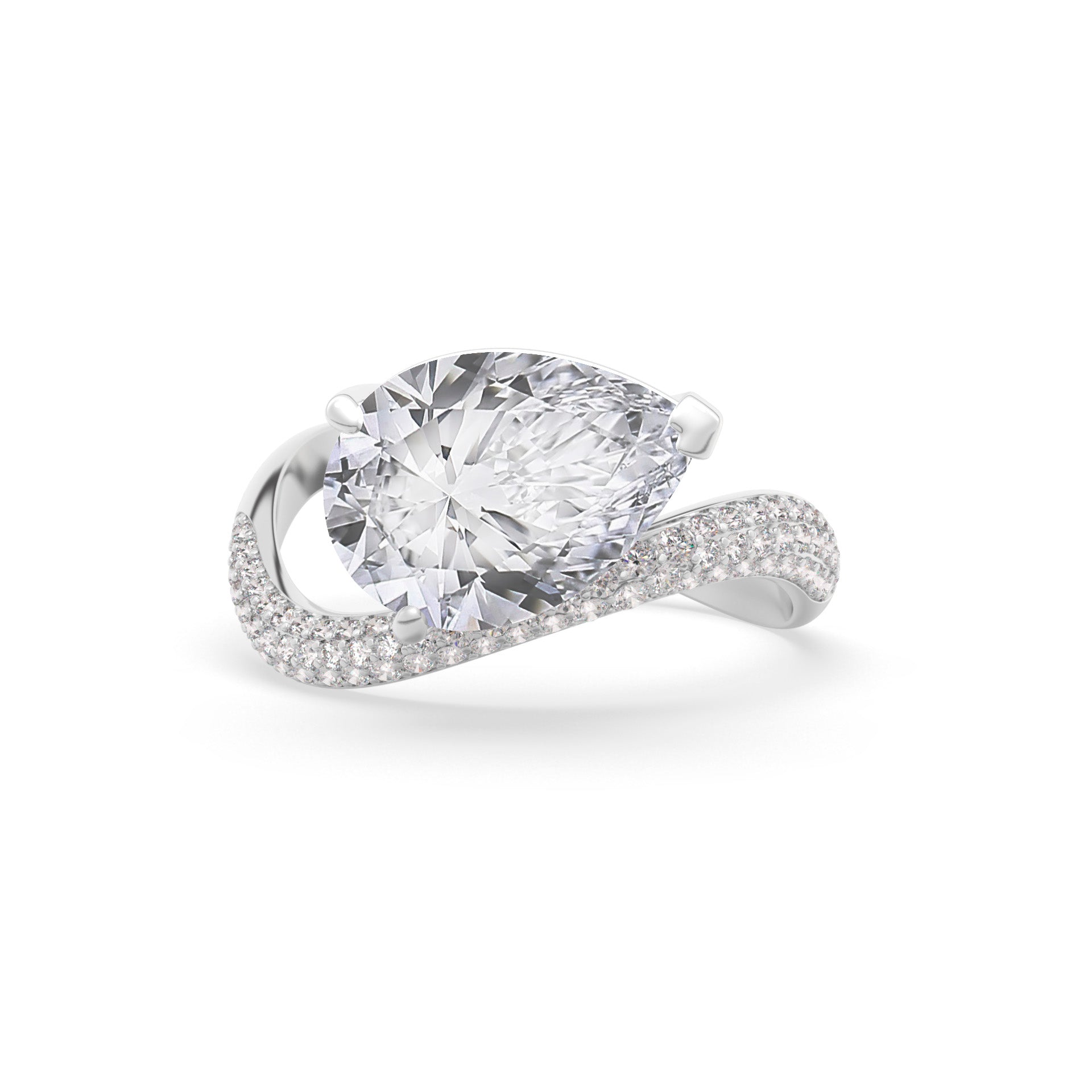 Rosa Pear Ring Pavé