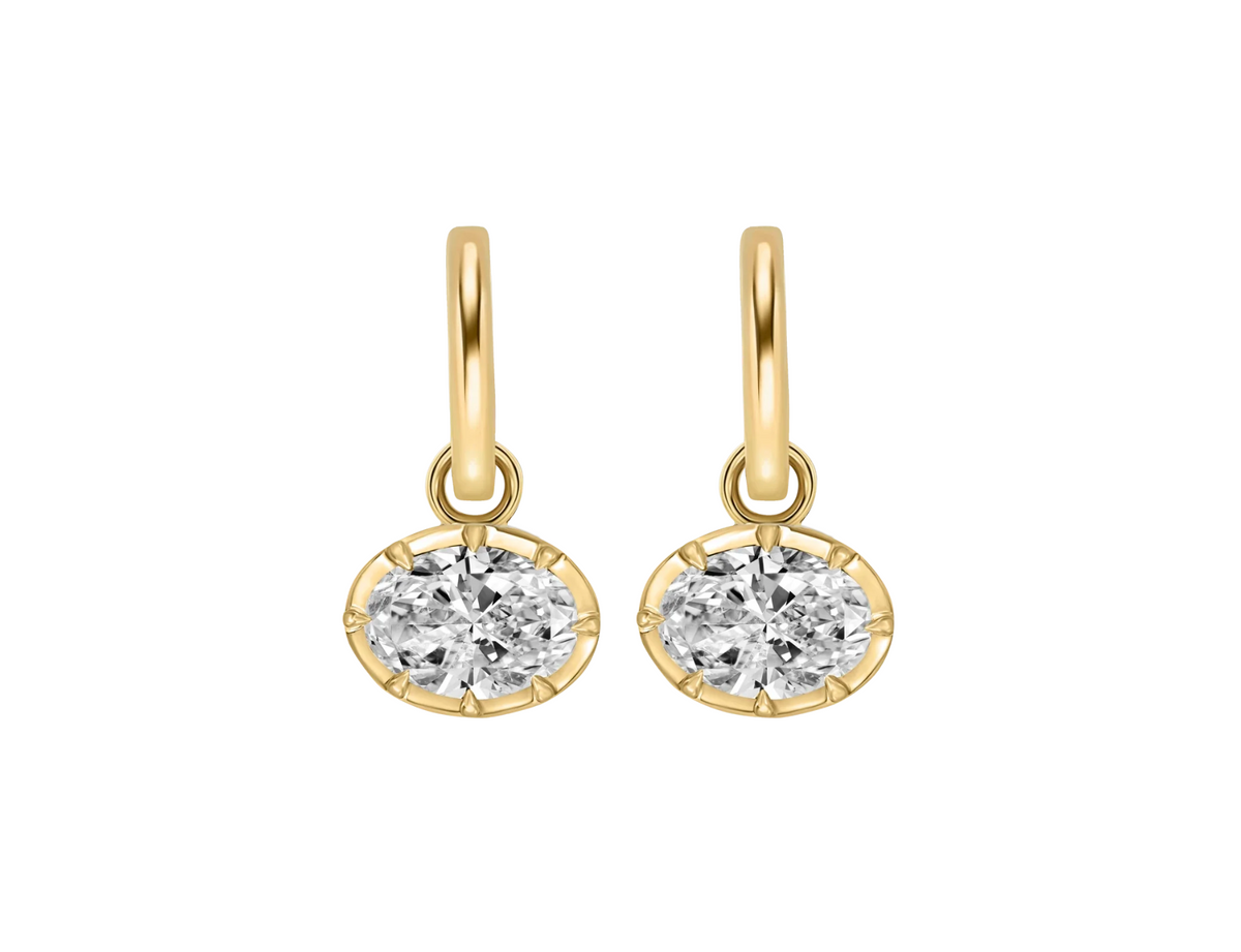 Oval Drop Earrings in yellow gold