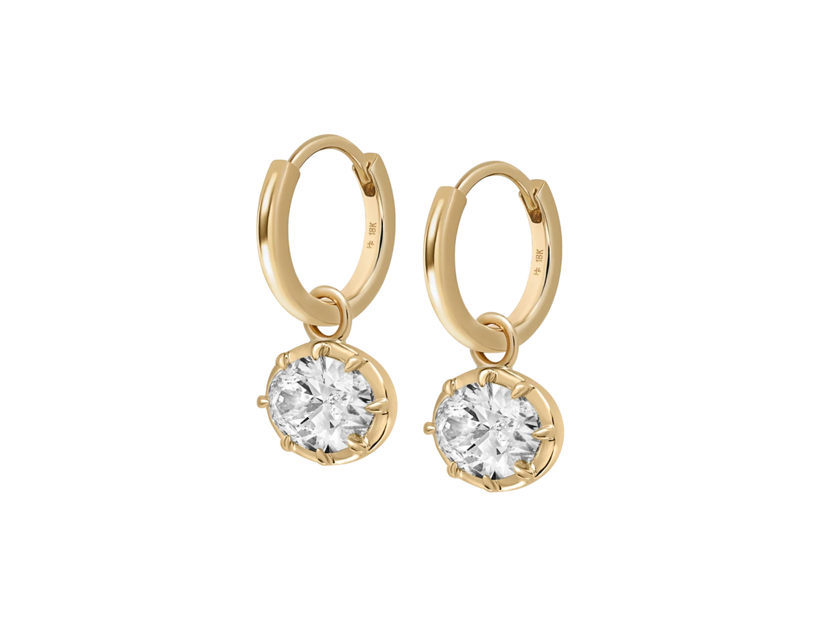 Oval Drop Earrings, view 3