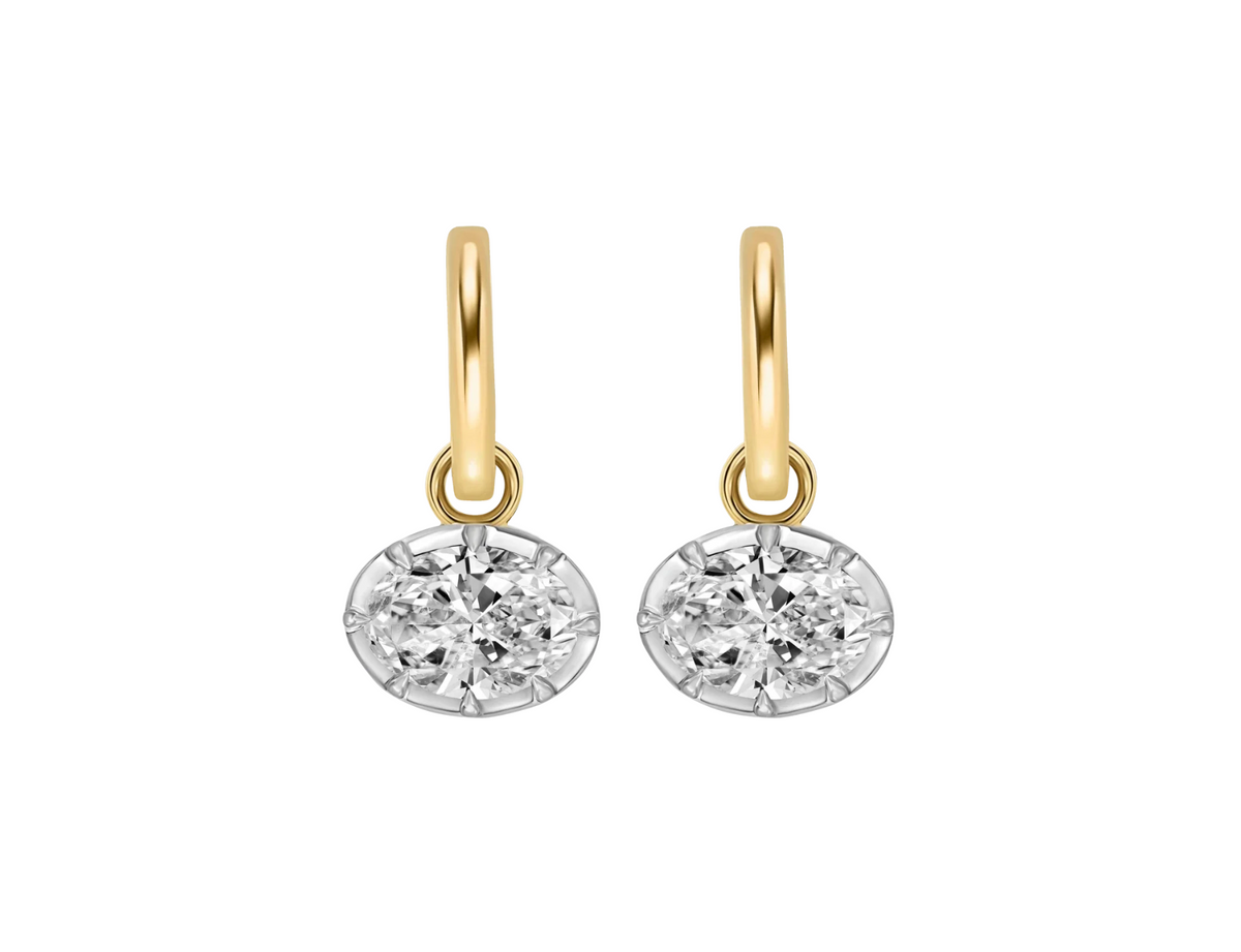 Oval Drop Earrings in bi-colour