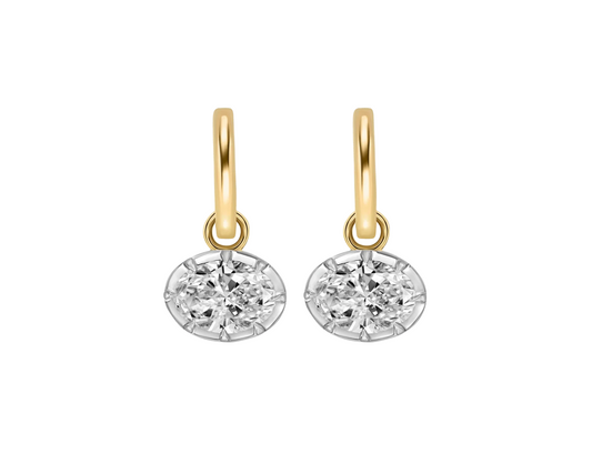 Oval Drop Earrings in bi-colour