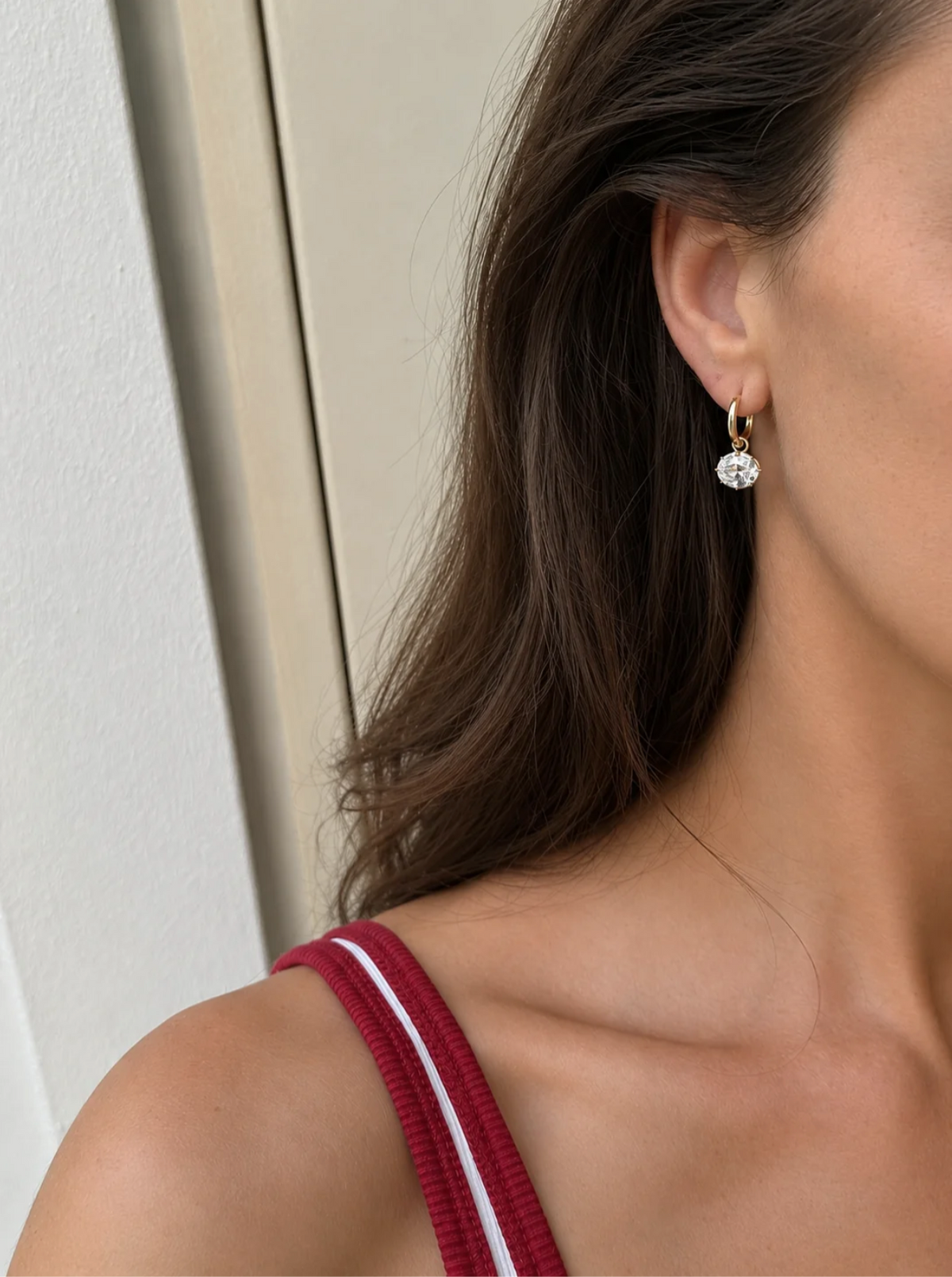 Oval Drop Earrings, view 2