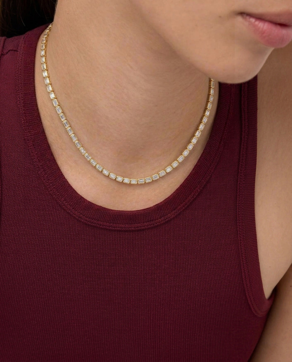 Horizontal Emerald Tennis Necklace - 0.15ct