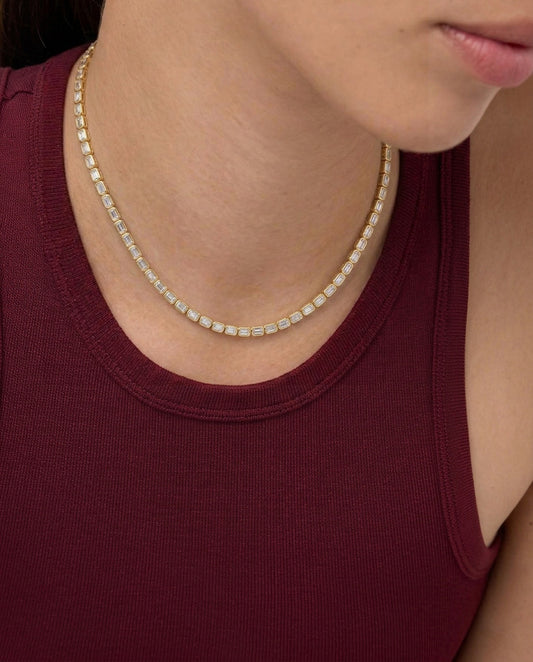 Horizontal Emerald Tennis Necklace - 0.15ct
