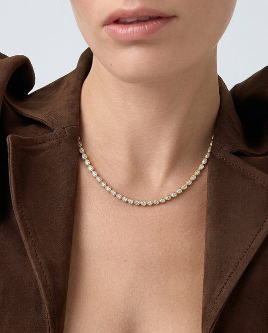 Horizontal Pear Tennis Necklace - 0.15ct
