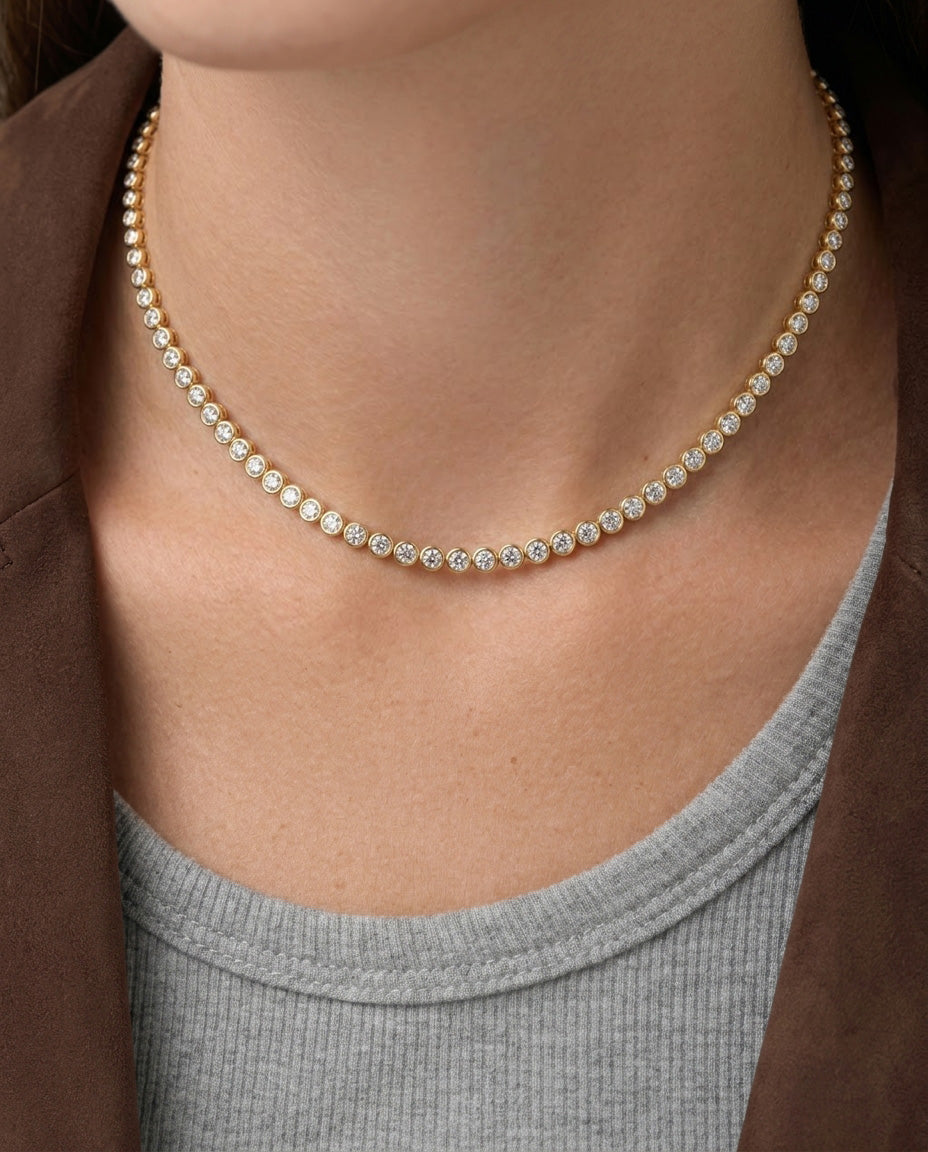 Tennis Bezel Necklace - 0.15ct